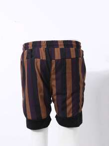 Men's Summer Double Layer Printed Woven Shorts With Drawstring, Can Tuck In A Towel