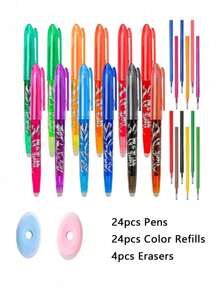 4/8/12/24pcs Energetic Erasable Ballpoint Pens, Creative Erasable Gel Pens, Twist-Erase Ballpoint Pen Refills, 0.7mm Smooth Writing Ballpoint Pens In Assorted Colors, Ideal For School Work, Office, Back To School Supplies
