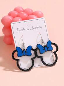 Disney 1 Pair Disney Mickey Mouse Bow Creative Acrylic Combination Cute Sweet Earrings, European & American Minimalist Style, Suitable For Women Daily Wear
