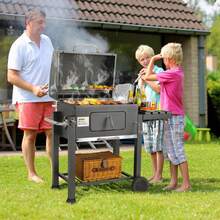 Charcoal Grill XL, Charcoal Grill Cart, Large Charcoal Grill, Grill, Smoker Charcoal Grill With Lid, Wheels, Grill Grate And Thermometer, Height Adjustable, BBQ Grill For Camping And Garden - 灰色 - 查看 7