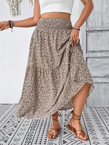 Plus Size Skirts For Women Clothes Fall Vacation Outfits Maxi Skirt - Khaki - View 8