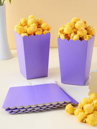 10/25pcs Dreamlike Purple Popcorn Boxes, Fries Boxes, Popcorn Cups, Popcorn Buckets, Birthday Party Decorations And Snack Boxes For Home Movie Nights, Suitable For Lunch Box, Bakery, Hamburger Restaurant