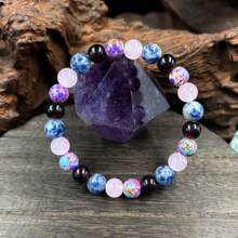 1 Stück/Beruhigendes Armband aus natürlichen Steinen Sodalith/Granat/Rosenquarz, handgefertigtes elastisches Perlenarmband, geeignet für Herren und Damen als Alltagsschmuck, Urlaubssegen Geschenk.
