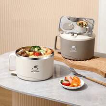 1 件大容量不锈钢面碗，宿舍方便面杯午餐盒带盖保温碗，学校用品 - 彩色 - 查看 3