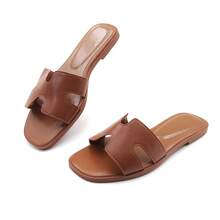 Summer Sandals For Women 2025 - Fashion Flat Womens Sandals With Memory Foam Insole Slides Sandals AI-Sandal - BROWNCAMEL-LZ - 查看 3