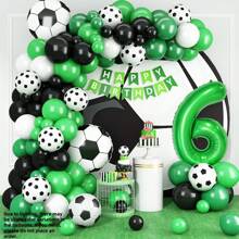 Set de baloane cu arc de fotbal, include coroană de fotbal și 18 baloane numerice, baloane din folie cu numărul verde 18, decor tematic de fotbal pentru petrecerea de 18 ani, petrecere de fotbal, baloane de fotbal, aniversare de fotbal