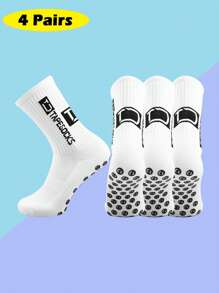 FLSHMCEN 4/10 pares de calcetines de fútbol para hombre con almohadillas antideslizantes para fútbol, baloncesto y otros deportes