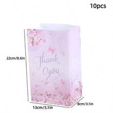 10pcs Butterfly Print Gift Paper Bags, Suitable For Romantic Creative Holiday Gift Wrapping Rectangular Handle Bags