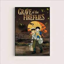 1 pieza Pintura en lienzo de póster de película de anime "Tumba de Luciérnagas", decoración moderna para pared de sala de estar o dormitorio, regalo opcional con marco