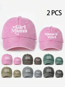 Șapcă de baseball lavabilă cu imprimeu de inimă MAMA+MINI, 2 buc., pălărie casual reglabilă cu protecție solară pentru exterior, potrivită pentru băieți și fete, călătorii de primăvară/toamnă, vacanță