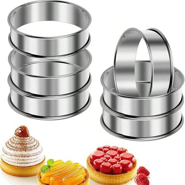 6pcs Stainless Steel English Muffin Rings, Baking Circles, Metal Rings For Homemade Baking, Burger, Pancake, Breakfast Sandwich, Fried Egg