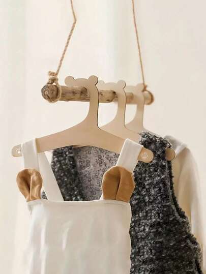 Set de 5 perchas de madera con forma de oso lindas para ropa de jóvenes, ropa y accesorios para mascotas - Acabado pulido duradero, perfecto para dormitorio, armario y tendedero del balcón | Perchas decorativas | Perchas resistentes, perchas para ropa