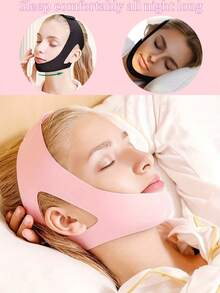 1条可调节下巴带，防打鼾睡眠眼罩（适用于口呼吸），男女通用下巴提拉带 - 瘦脸提拉带，透气无缝面部轮廓紧致带 - 彩色 - 查看 1