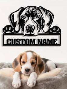 1pc Customized Metal Labrador Dog Tag - Personalized Gift For Dog Lovers, Wall-Mountable Housewarming Gift, Engraved With Custom Name, Indoor/Outdoor Pet Owner Decorative Art,Home Decor Living Room ,2026-Collection - Black - View 6