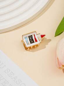 6 Stücke exquisiter und kompakter Zinklegierungs-Mal-Artikel, kleiner Lippenstift, Stift, Lineal, Schere, niedliche Haaraccessoires für Damen, geeignet für die Schulanfang, Geburtstaggeschenke und passende Mode-Haaraccessoires, elegante Haarspange