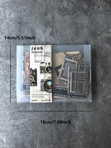 90-Count Mixed Material Decorative Papers, Vintage Hollow Camera DIY Scrapbooking Supplies,School Supplies,Back To School - one-size - View 2