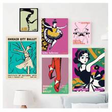 1pc Frameless Chicago Ballet Dancer Vintage Painting Printing Wall Arts Abstract Ballet Posters Suitable For Living Room, Bedroom, Dormitory, Study, Coffee Shop, Dance Studio Wall Decoration, Home Decoration ,Wall Art With Frame