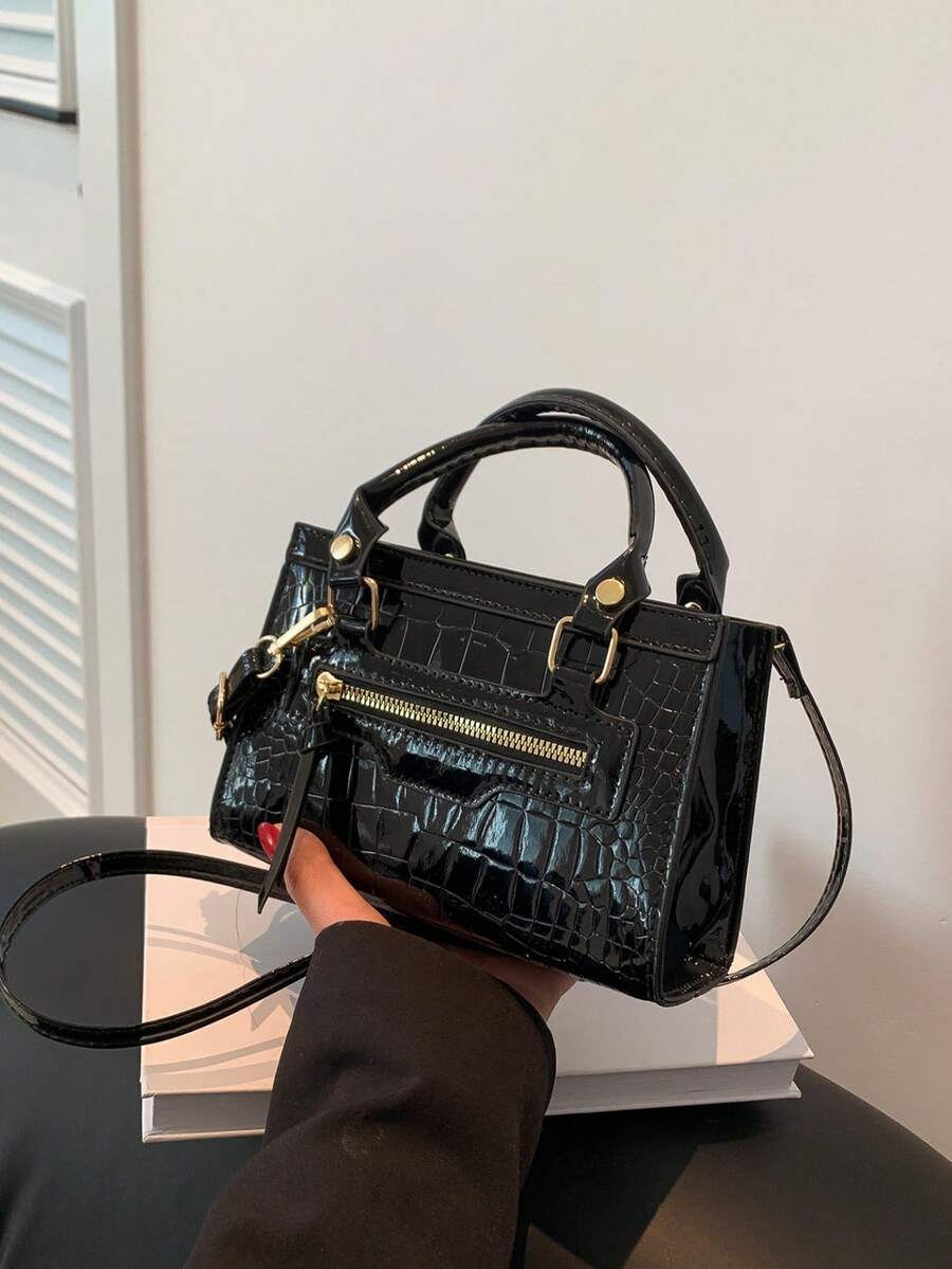 时尚百搭纯色复古手提包