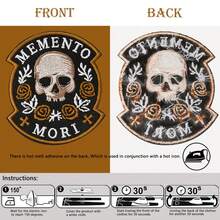 1pc Memento Mori Embroidered Patch - Skull & Roses Design, Iron-On/Sew-On Applique For DIY Clothing And Accessories, Mixed Colors, Gothic Style, Perfect For Halloween Or Everyday Fashion, Halloween Decoration