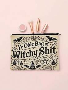 Mystical Witchy Makeup Bag - Lightweight Zippered Cosmetic Pouch With Double-Sided Witch-Themed Print, Witchy Vibes, Crescent Moon & Stars Design, Ideal Travel Toiletry Bag & Coin Purse, Perfect Gift For Her On Birthdays, Christmas, Valentine's, Celestial Print|Double-Sided Print, Back To School Travel Essentials Vacation Summer Holiday Back To School School Stuff Bag For School Wash Bag Travel - Multicolor - View 2
