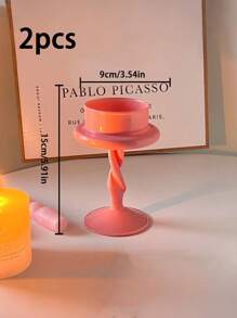 1/2pcs Pink Spiral Art Candle Holders - Handcrafted Bohemian Style Romantic Wedding Home Decor, Elegant Curvy Design With Sturdy Base, Creating Cozy Ambiance For Anniversary/Dinner Table Centerpiece