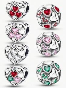 1 PC Heart To Heart Beads Pendant Beads Pendant Ball Suitable For Bracelets DIY Women's Jewelry