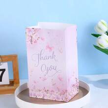 10pcs Butterfly Print Gift Paper Bags, Suitable For Romantic Creative Holiday Gift Wrapping Rectangular Handle Bags