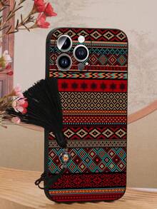 1个黑色TPU经典印花图案防震手机壳和1条黑色流苏珐琅挂绳，兼容/安卓智能手机，例如17 Pro Max、A14、A54、A52、A31 4G、A23，兼容Redmi Note 8 Pro、Note 11 Pro 4G、Note 12 4G，兼容OPPO A54，国际版，非国内版。 - 彩色 - 查看 3