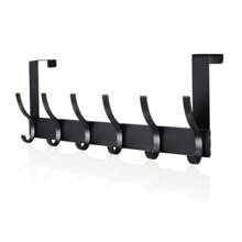 1 Pc Over-The-Door Hook Rack, 6 Hooks, 20kg Capacity, Over The Door Hanger For Coats, Towels, Bags, Clothes In Bathroom, Bedroom, Kitchen