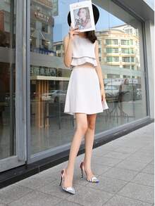 Zapatos de tacón para mujer, de punta, con tacones extra anchos y finos, zapatos sencillos de mujer, moda de bloques de color sexy de estilo europeo y americano, tacones altos para banquetes y trabajo, zapatos sencillos de mujer - Blanco - Ver 4