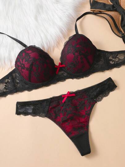 Set Kanten Verleidelijke Push Up Bra, Anti Sag view 5