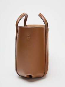 [女士迷你城市包，单肩包设计师小手提包，顶部手柄和可拆卸斜挎带，可拆卸内部拉链袋 - 棕色 - 查看 5