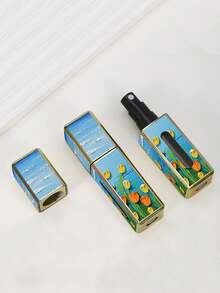 1个新款方形油画系列5ML香水补充瓶，便携式旅行底部直充瓶，旅行补充瓶，多种规格印刷图案可供选择，香水雾化瓶，可重复使用填充