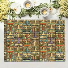 1/4/6 piezas Manteles individuales lavables de lino con estampados, salvamanteles protectores para mesa de interior y exterior, adecuados para vacaciones, fiestas, cocina