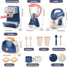 Kids Kitchen Appliance Toy Set, Includes Coffee Maker, Blender, Juicer And Toaster