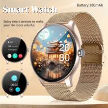 NOUVEAU 2025 Montre connectée ronde tactile de 1,3 pouces unisexe, prend en charge les appels, le suivi des pas, plusieurs modes sport, alertes de notification, compatible avec les téléphones Android/iOS