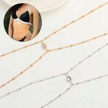 性感简约钻石镶嵌十字架腰链、身体链、夜店、沙滩服饰配饰