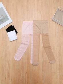 4 piezas/paquete Mallas de ballet de jacquard de hierba para niña, leggings de estribo ultradelgados y transpirables, adecuados para niñas en verano - Multicolor - Ver 3