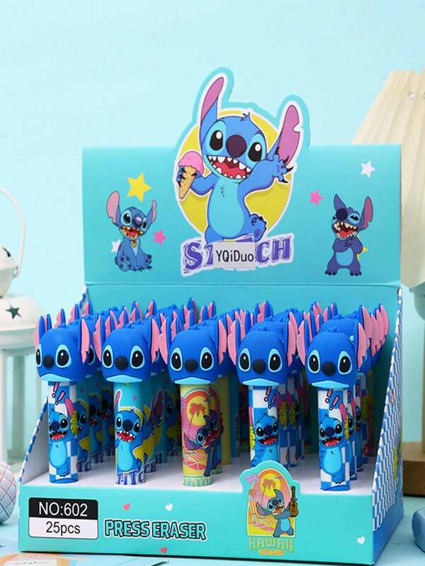 Disney Disney New Arrival Push Pop Erasers - Cartoon Character Design Blue Collectible Stationery, Soft Gel Mini Figure Erasers For Boys, Back To School & Graduation Season Gift (Durable, Portable, Novelty Gift)