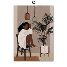 1pc Wall Arts Posters Optional Frame /Framed Pop Fashion Flowers Bathtub Leaf Abstract Wall Art Canvas Painting Boho Poster And Prints Pictures For Living Room Decor