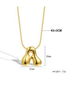 Mặt dây chuyền chữ cái in đậm hình bong bóng bằng thép không gỉ và đồng, trang sức nữ. - Vàng - Xem 6