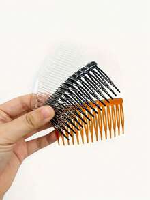 8 Pieces Of Minimalist French Style Hair Side Comb - Anti Slip, Securely Fixed, Easy To Style And Plump | Durable 15 Tooth Design, Suitable For Curly And Regular Hairstyles | Black And Orange Women's And Girls' Hair Accessories - Multicolor - View 4