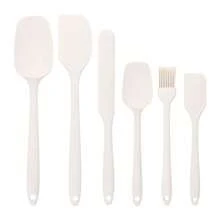 Zestaw 6 silikonowych przyborów kuchennych – kolory nordyckie – szpatułki do gotowania i pieczenia, skrobaki, pędzel, rozprowadzacz lukru – materiał gumowy, motyw świąteczny, bez ładowania i baterii