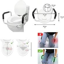 Raised Toilet Seat With Handles 4 Inch Riser For Elderly Disabled Adults With Lid - White - View 1