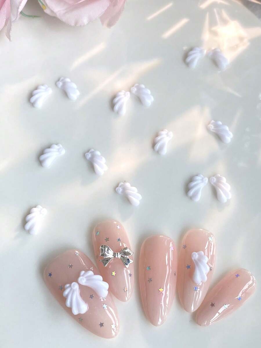 30Pcs White Angel Wings Nail Art Diy Decoration Nail Supplies Nails Nail Charms Nail Gems
