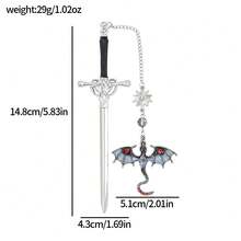 1/2 件幻想龙剑书签 - 第四翼粉丝页面标记，适合男士的酷炫书签，适合男性读者的幻想龙礼物，可作为生日礼物、学校用品、返校礼物 - 均碼 - 查看 4