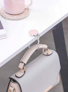 1 pieza Gancho plegable para escritorio, gancho portátil de material metálico, colgador para escritorio de oficina, gancho para mochila de estudiante