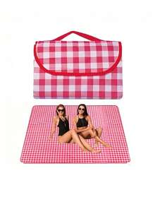 1 件大号加厚防沙防水垫野餐毯户外防水可折叠野餐垫便携式垫子适合家人朋友露营野餐 - 紅色 - 查看 2