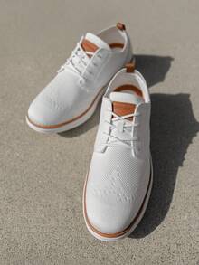 Men's Spring Summer Dress AirEase  Mesh Oxfords Sneakers Casual Dress Lace-Up  Walking Shoes - White - View 4