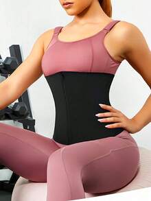 女士健身瑜伽束腰带 - 三排拉链束腰带，吸汗塑形腰部收紧带 - 黑色 - 查看 6